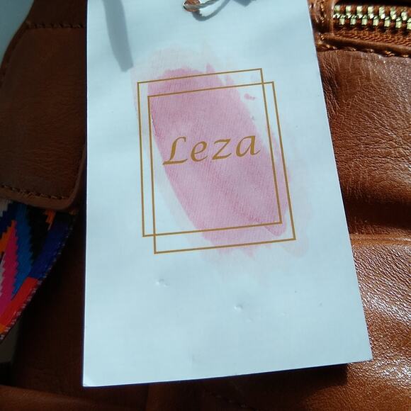 Leza Chic faux leather backpack. Vegan Aztec band . NEW main image 4